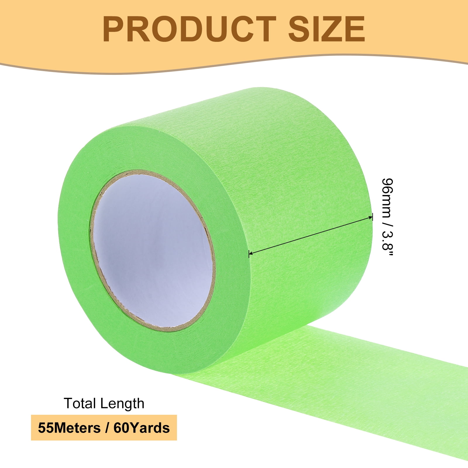 Masking Tape Green Painters Tape Paper Tape [for Crafts DIY Walls Painting Decoration]- 3.8 Inch x 60 Yards/1 Roll