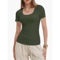 thumbnail image 3 of Women's Casual Short Sleeve Scoop Neck Summer Tops Ribbed Knit Slim Fit Tee Shirts, 3 of 4