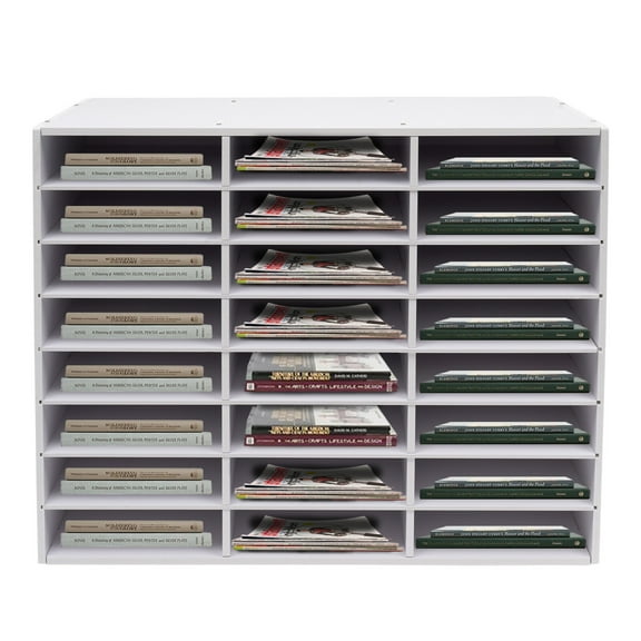 24 Compartment Literature Organizer Modern Desktop File Holder Office Classroom Mailbox with Removed Partitions