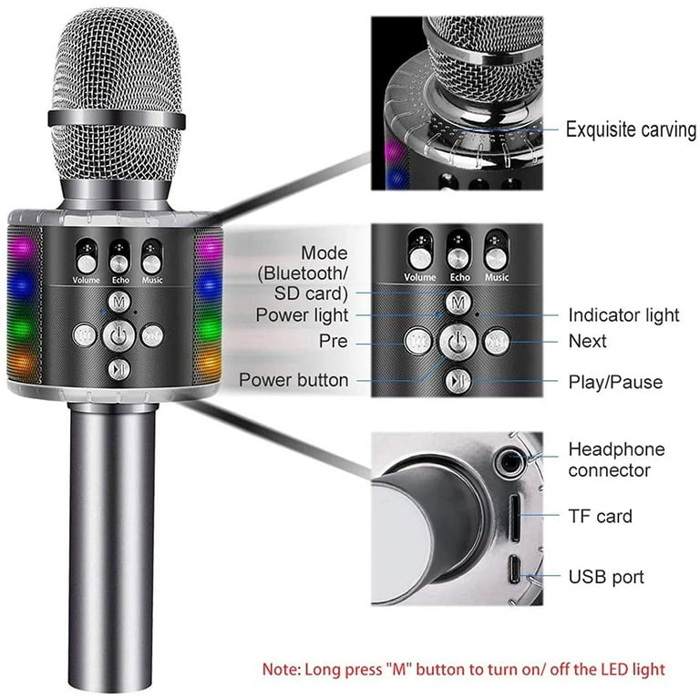 Ising Light-Up Bluetooth Karaoke Microphones ISK103-BLK-T18-12, Color:  Black - JCPenney