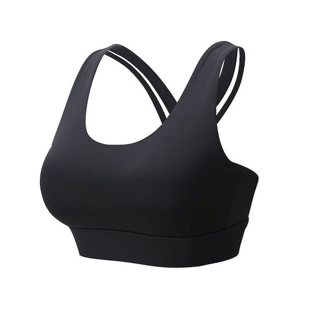 Sports Bra With Cross Back for Women, Longline Padded Strappy Sports Bras  Medium Support Yoga Gym