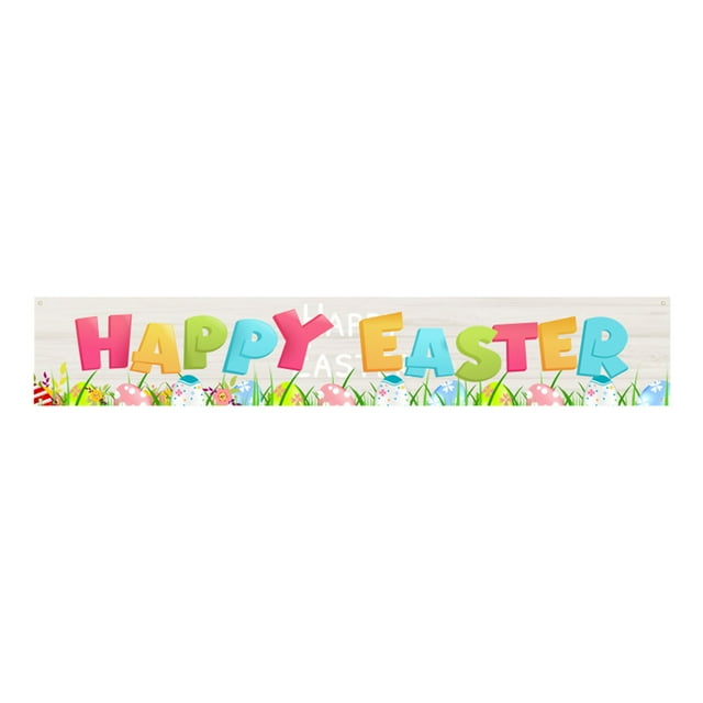 Bandera de jardín con decoración de ambiente de Pascua, dibujos animados, huevos, conejito, para patio, para disfrazarse, de lino, con estampado de doble cara.