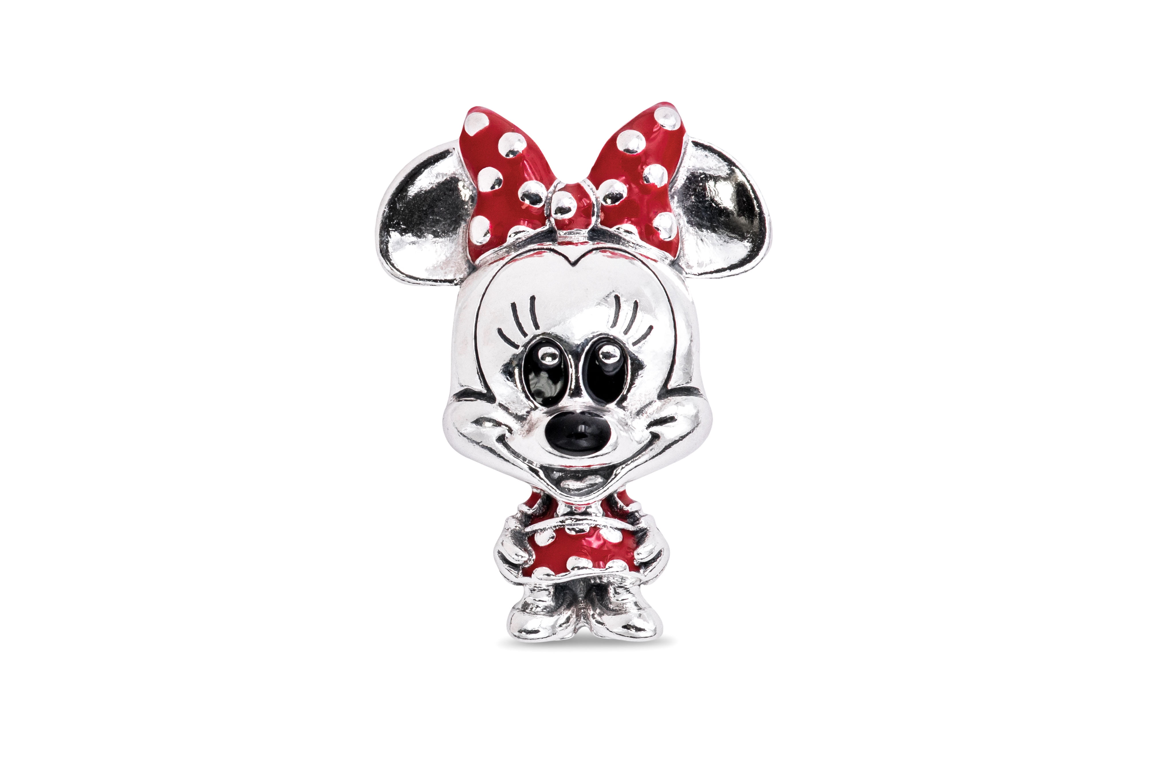 Disney Love Minnie Icon Pink Crystal Bow Blue CZ Hearts European Beads Charms