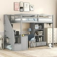 thumbnail image 4 of Euroco Wood Twin Size Loft Bed with Storage Cabinet, Dsiplay Case and Desk for Bedroom, Gary, 4 of 16