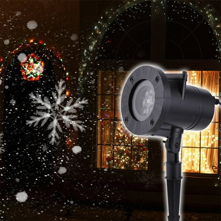 Home Christmas Snowflake Projector Lights for Outdoor Indoor 6W Moving Landscape Spotlight Tree Garden Patio Decoration Lamp(USA plug)