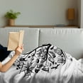 thumbnail image 3 of Halloween Soft Flannel Fleece Throw Blanket, Sketchy Spooky Tree Scary Design Objects and Wicked Witch Broom Abstract, Cozy Plush for Indoor and Outdoor Use, 50" x 60", Black White, by Ambesonne, 3 of 5
