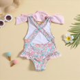 thumbnail image 5 of Gubotare Bathing Suits for Girls One Piece Girls One Piece Swimsuits Hawaiian Floral Bathing Suit for Kids Adjustable Straps Swimwear Size 5-6 (Pink,5-6 Years), 5 of 6