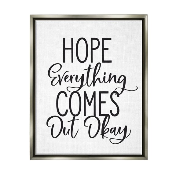 Stupell Industries Casual Bathroom Calligraphy Sign Humor Phrase Graphic Art Luster Gray Floating Framed Canvas Print Wall Art, Design by Lettered and Lined