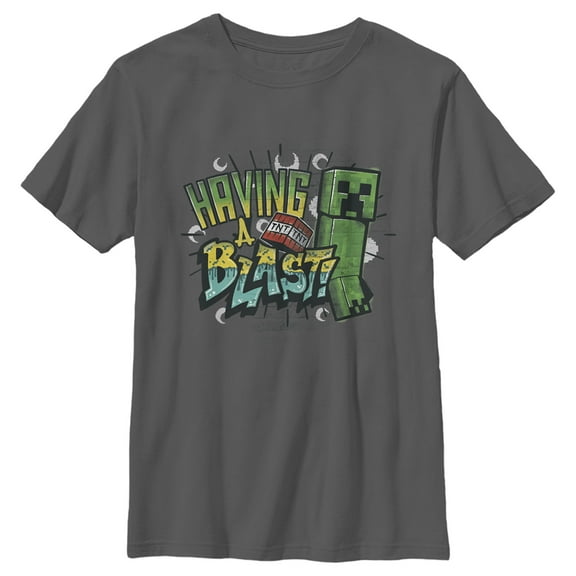 Boy's Minecraft Having a Blast Graphic Tee Charcoal Small