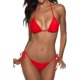thumbnail image 1 of Traje de baño de dos piezas para mujer, traje de baño sexy, conjunto de Bikini triangular con cordón Halter, traje de baño de Color sólido, 1 of 5
