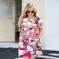 thumbnail image 2 of Hello Kitty Robe d'Été Rose et Blanche - Motif Dessin Animé Robe de Soirée à Manches Courtes - Robe Décontractée Enfant/adulte, 2 of 6