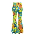 thumbnail image 5 of Xoenoiee Hippie Daisy Print Bell Bottoms Flare Leggings for Women Ladies Tummy Control Bootcut Lightweight Full Length Yoga Pants for Yoga Sport Gym Workout, L, 5 of 7