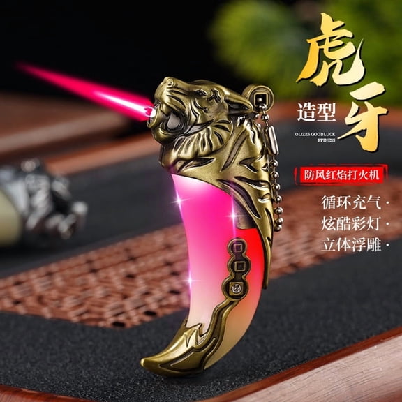 Bbsisgo Butane Torch Lighter, Windproof, Multi Functional and Multi Scenario Applications.,虎牙发光古铜色-单机