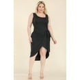 thumbnail image 2 of Saronite Basic Wrap Front Tie Sleevless Midi Dress, Black (Women's Plus), 2 of 5