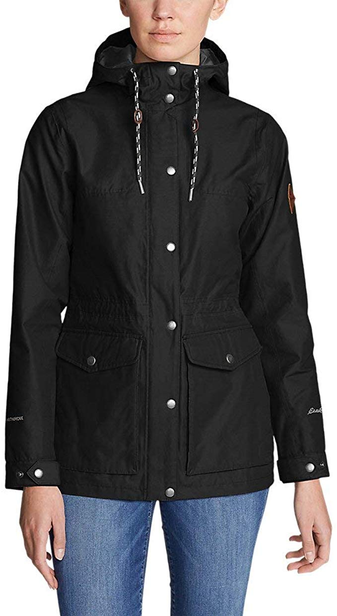 Eddie Bauer Women's Rain Charly Jacket, Black Regular Small NEW