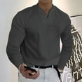 thumbnail image 2 of Men Casual Solid Sports Long-sleeved V-neck Fitness Training Clothes T-shirt Top Gray,XXL, 2 of 8