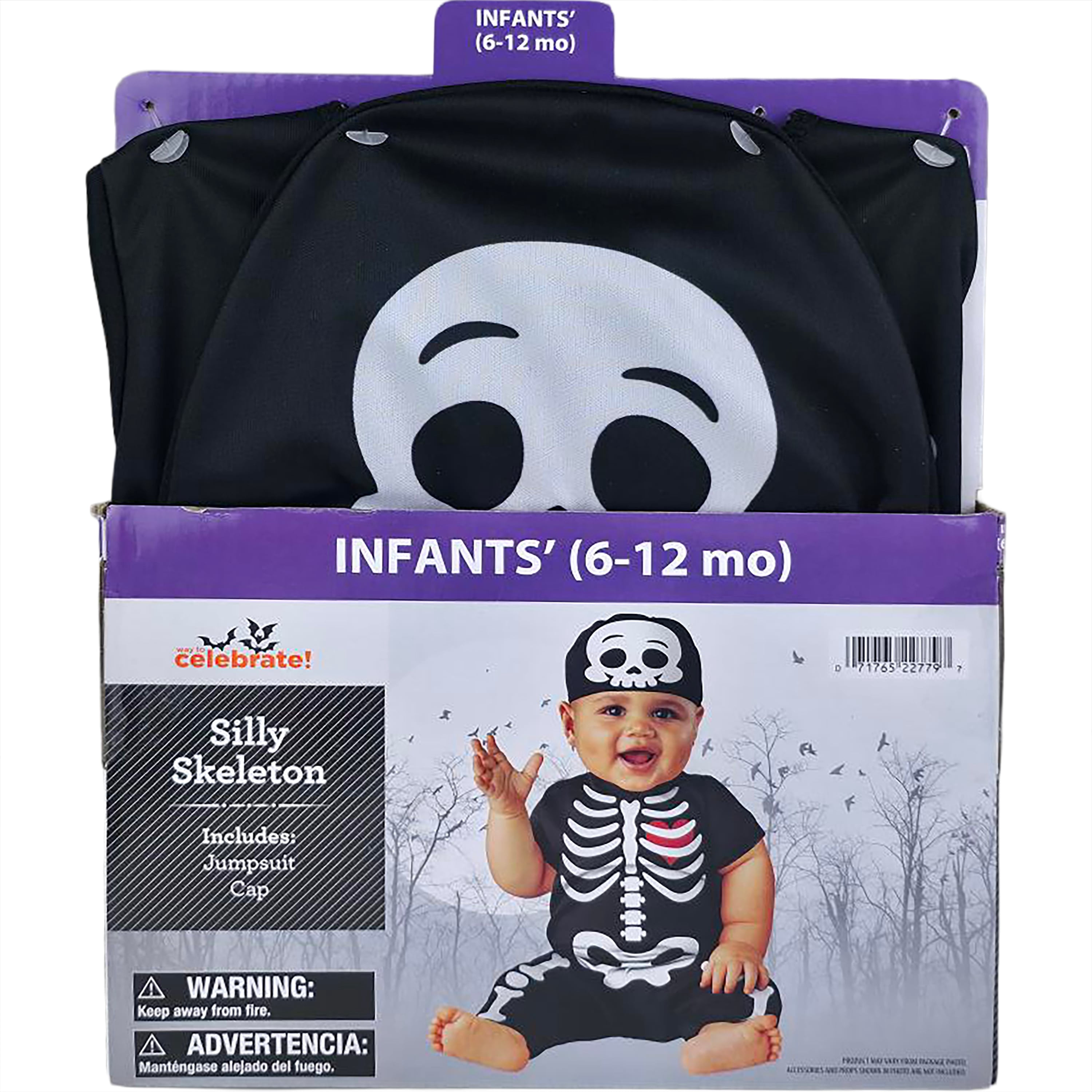Silly Skeleton Halloween Costume for Infant, Size 6-12M, by Way to Celebrate