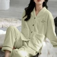 thumbnail image 4 of FDGIU Women's Winter Fuzzy Pajamas Set‌, 2 Piece Cozy Fleece Sleepwear, Loungewear Long Sleeve Top with Pockets, 4 of 4
