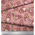thumbnail image 3 of Soimoi Rayon Crepe Fabric Skull & Begonia Floral Printed Craft Fabric by The Yard 46 Inch Wide, 3 of 3