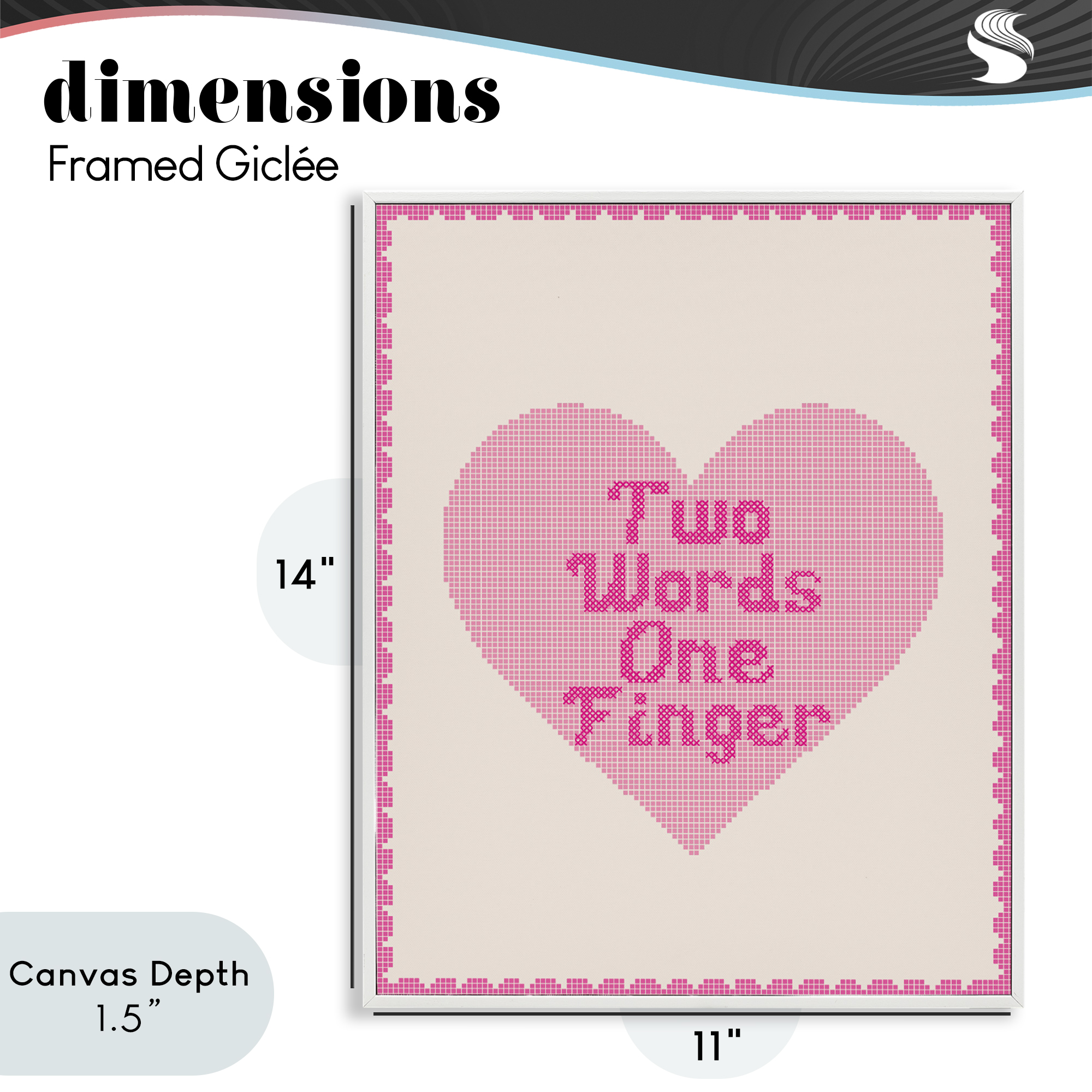 Stupell Industries Two Words One Finger Heart White Framed Giclee Art, design by Lil' Rue