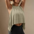 thumbnail image 2 of LOVZFMLL Tops for Women Soft Sleeveless Crop Blouses Crew Neck Loose Fit Athletic Tees Gym Workout Cropped Yoga Tank Khaki L, 2 of 9