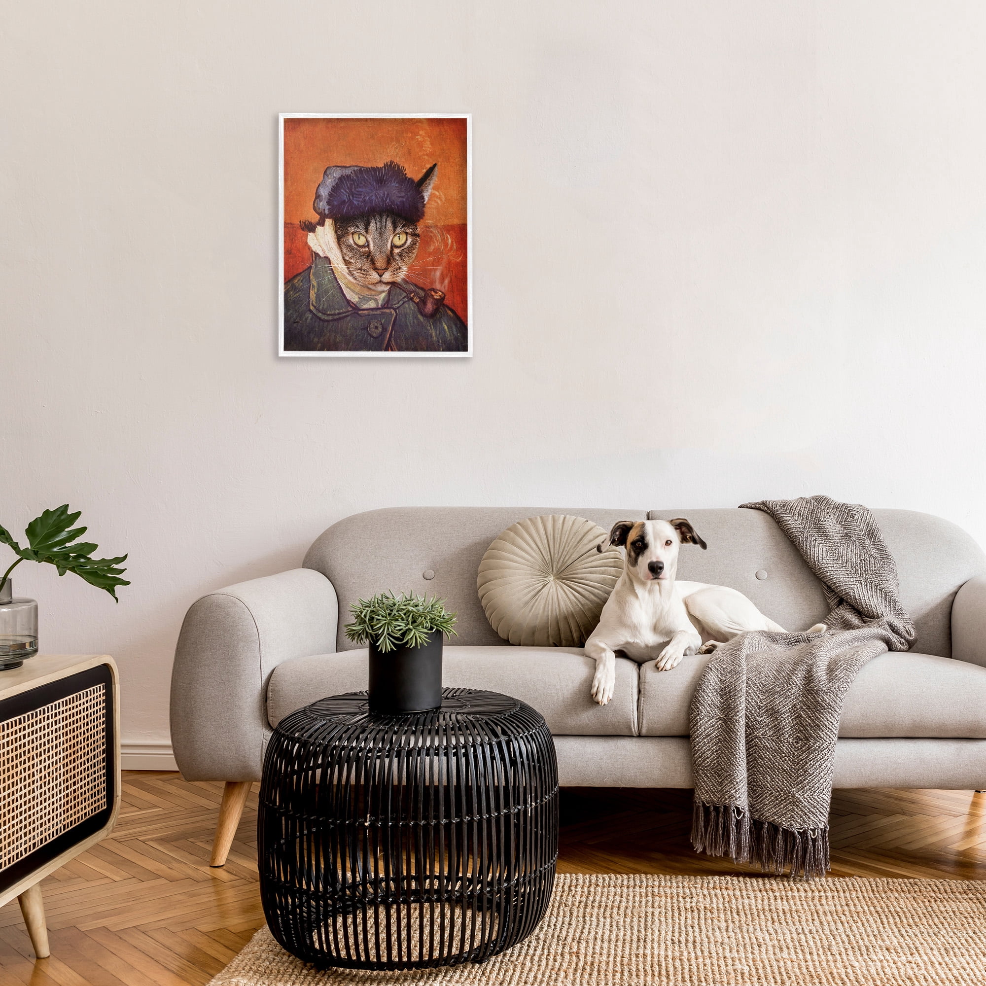 Stupell Industries Classic Cat Self Portrait Animals & Insects Painting White Framed Art Print Wall Art, 24 x 30