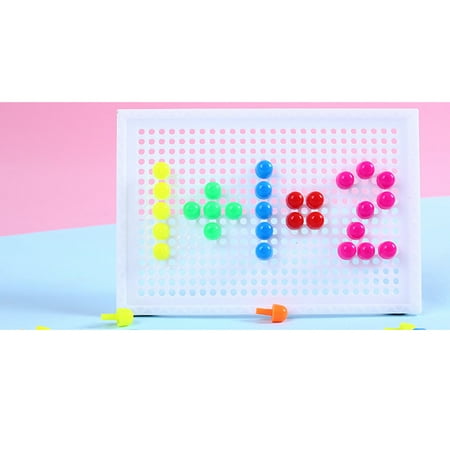 Montessori Puzzle Peg Board 96 Mushroom Nails Kids Educational Jigsaw Toys