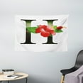 thumbnail image 1 of Letter H Tapestry, Hibiscus Design Green Leaves Vibrant Color Flower Natural Pattern Print, Wall Hanging for Bedroom Living Room Dorm Decor, 60W X 40L Inches, Vermilion Green Black, by Ambesonne, 1 of 2