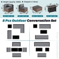 thumbnail image 5 of Walsunny 8 Pieces Patio Wicker Rattan Fire Pit Furniture Conversation Sets with Outdoor Sectional Sofa,45" Gas Propane Fire Pit Table,Glass Coffee Table,Brown Rattan Grey Cushion, 5 of 7