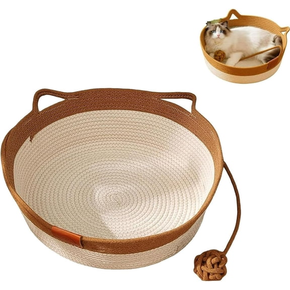Rubinzhi Instinct Basket for Cats, Cat Bed with Playing Rope Ball, Kitten Shaped House for Pets, Cute Pet Beds for Indoor Couch