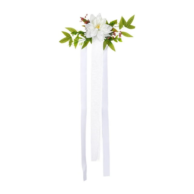 Arreglo floral con hojas artificiales decorativas para respaldo de silla de boda Blanco