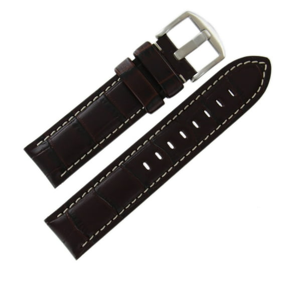 MS2035 22mm Brown Alligator Grain Calf Contrast Stitch Watchband