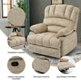 thumbnail image 2 of Large Manual Recliner Chair Fabric Living Room Oversized Comfortable Reclining Sofa with Pillow Top Arms Beige, 2 of 6