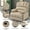 Beige, variant on Oversized Manual Recliner Chair, Large Grey Fabric Recliner with Pillow Top Arms, Comfortable Living Room Recliner with Side Handle Control, Beige Reclining Chair for Home Theater