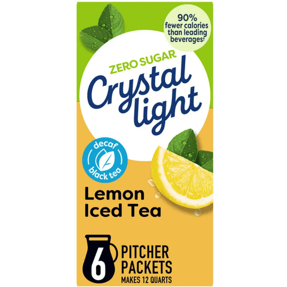 Crystal Light Lemon Decaf Iced Tea Natural Flavor Drink Mix, 12-Quart Canister (Pack of 4)