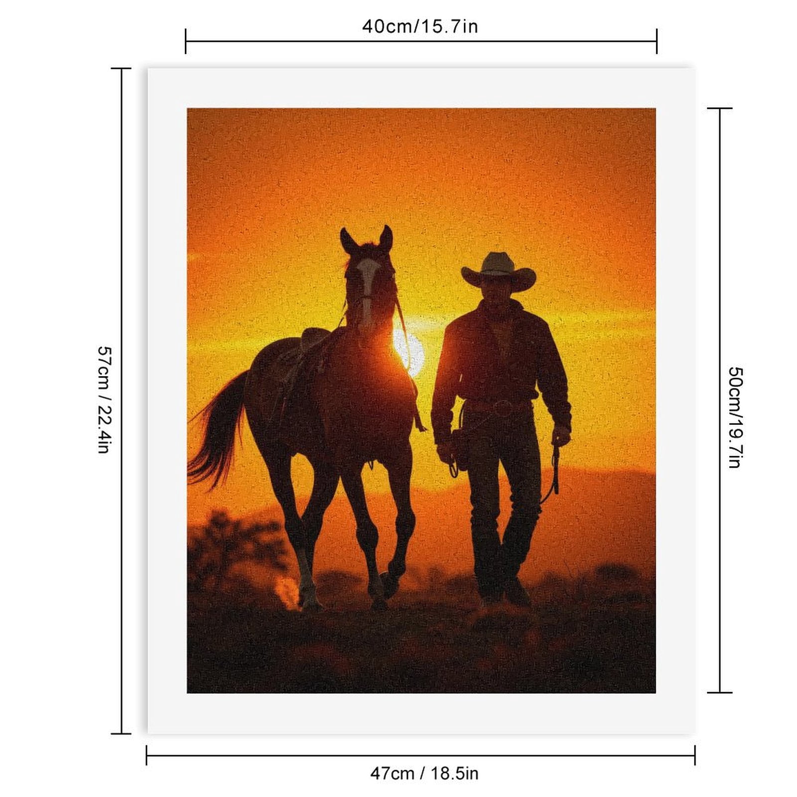 Paint by Numbers Kit for Adults, Cowboy Sunset Silhouette Horseback Paint by Numbers, Easy Paint by Numbers Kit for Adults Beginner, DIY Adult Paint by Number Kits on Canvas, Home Decor