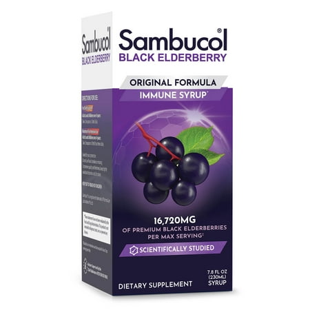 Sambucol Black Sambucus Elderberry Syrup, Immune Support, Liquid Syrup for Kids and Adults, 7.8 Oz