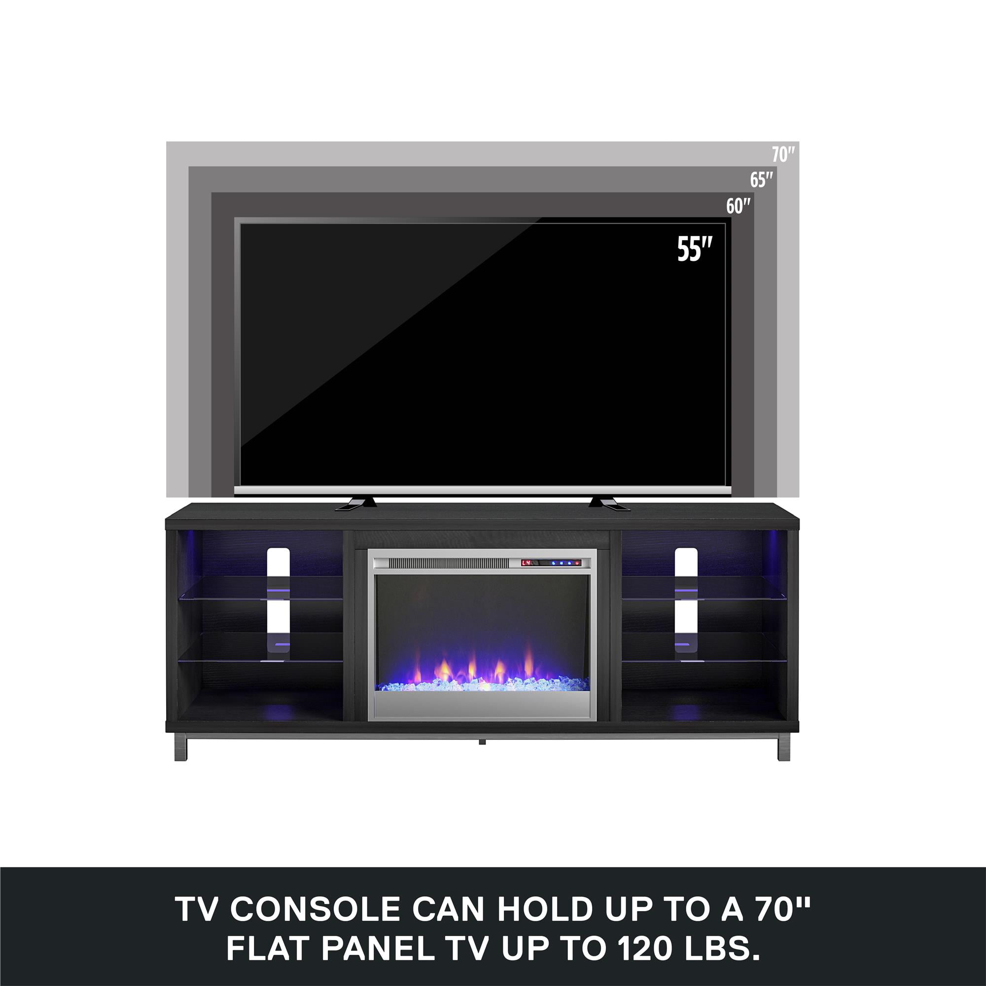 Lumina Fireplace TV Stand for TVs up to 70", Black Oak