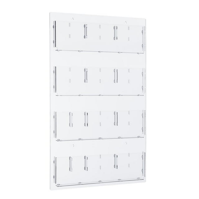 AdirOffice 29 in. x 48 in. Adjustable Pockets Clear Acrylic Hanging Magazine Rack 2 Pack