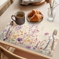 thumbnail image 3 of Purple Pink Floral Placemats Set of 12 Spring Flowers Farmhouse Place Mats Indoor Wipeable Table Mats Washable Cloth Dining Table Placemats for Kitchen Holiday Party Home Decor 13x19 Inch, 3 of 9