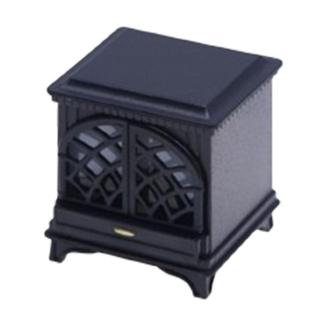 Xuanheng 1/12 Maison de Poupée Cheminée Miniature avec Lumière LED Mini Cheminée pour Diorama Noir
