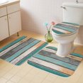 thumbnail image 2 of Farmhouse Teal Orange Bath Mat 3 Piece Bathroom Rug Set, Country Vintage Wooden Non Slip Bath Rug Contour Mat and Toilet Lid Cover, Absorbent Shower Mats Soft Bath Rugs and Mats Sets, 2 of 8