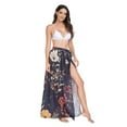 thumbnail image 2 of FORMRS Womens Long Sarong Beach Wrap Semi-Sheer Bikini Skirt Bathing Swimsuit Cover Up, Black Floral Pattern, 2 of 7