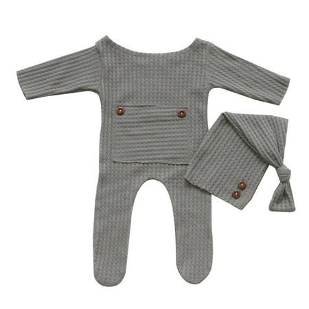 

Knit Clothing for Infants Photo Shooting Fotografia Baby Boy Girl Romper Hat Set