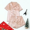 thumbnail image 2 of Womens Pjs Sets Sevevn Women's Short Sleeve Sleepwear Button Down Satin 2 Piece Pajama Set, 2 of 7