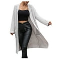 thumbnail image 2 of Sakmal Knitted Chunky Cardigan Sweaters for Women Trendy Open Front Tunic Cardigan Long Gray Outwear Coat with Pockets, 2 of 9