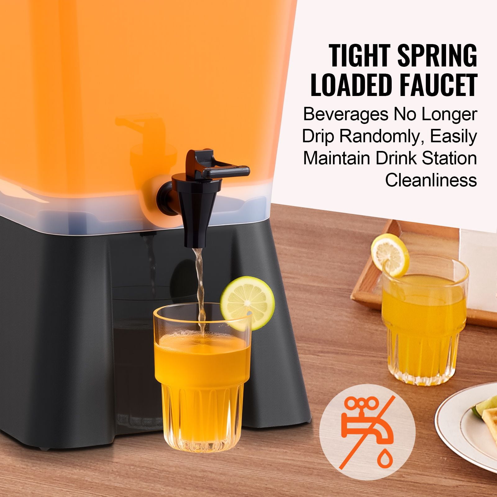 Beverage Dispenser 5 Gallon with Spring-Loaded Spigot for Juice Iced Tea Party