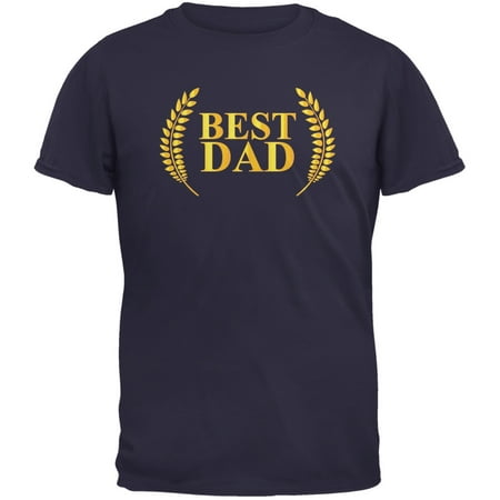 Fathers Day - Best Dad Laurel Navy Adult T-Shirt
