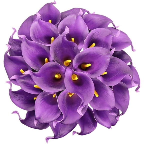 Xiao Hua 15" Artificial Calla Lily 10 Stem Bridal Bouquets Artificial Latex Real Touch Flowers(Purple)