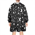 thumbnail image 2 of Wearable Oversized Blanket,Black White Star Moon Pattern Wearable Blanket Hoodie for Adults,Cozy Hooded Blankets with Super Pockets,Super Warm Fuzzy Pullover for Women & Men, 2 of 6